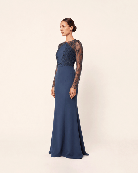 NAVY SHEER SLEEVE