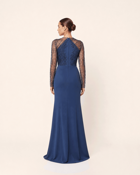 NAVY SHEER SLEEVE