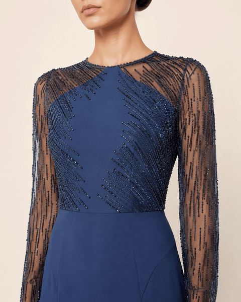 NAVY SHEER SLEEVE