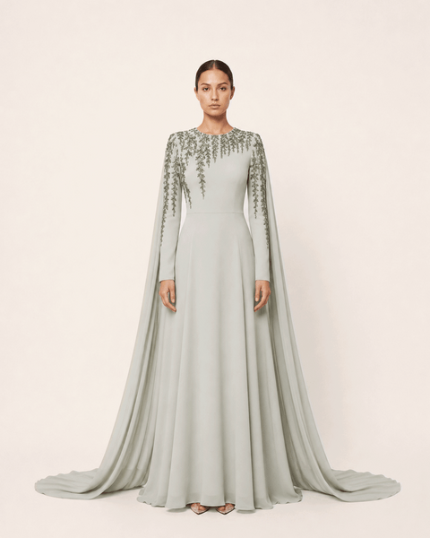 MIST GREY EMBELLISHED CAPE