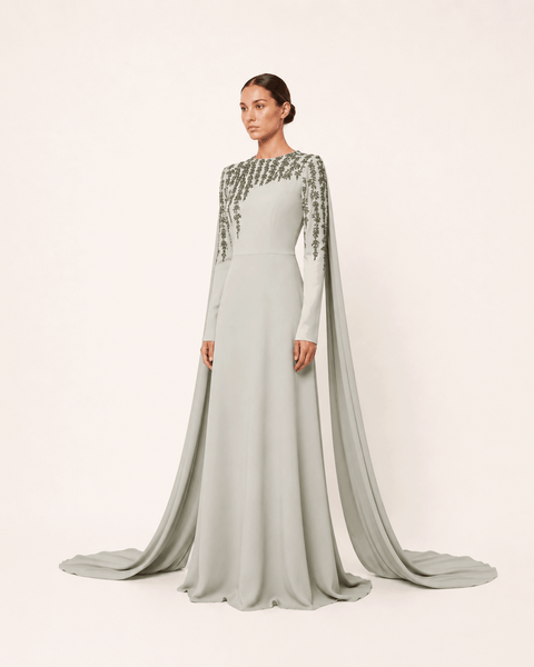 MIST GREY EMBELLISHED CAPE