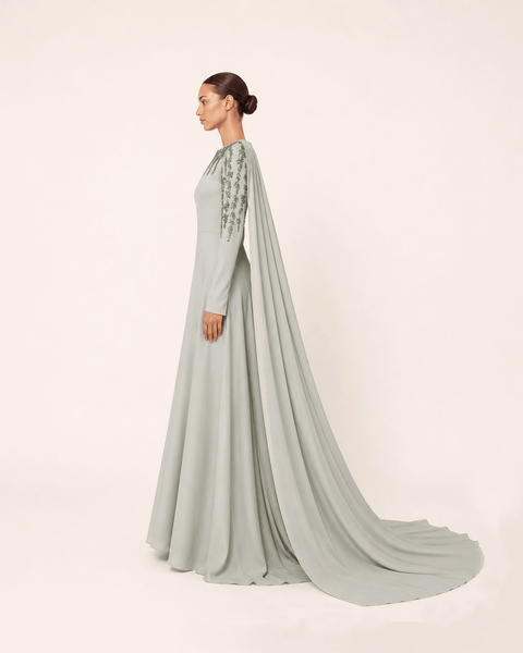 MIST GREY EMBELLISHED CAPE