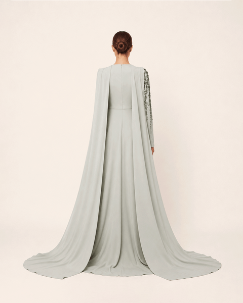 MIST GREY EMBELLISHED CAPE