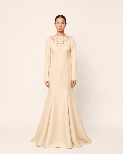 CHAMPAGNE EMBROIDERED SATIN
