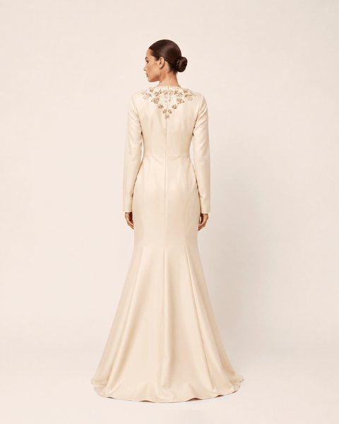 CHAMPAGNE EMBROIDERED SATIN