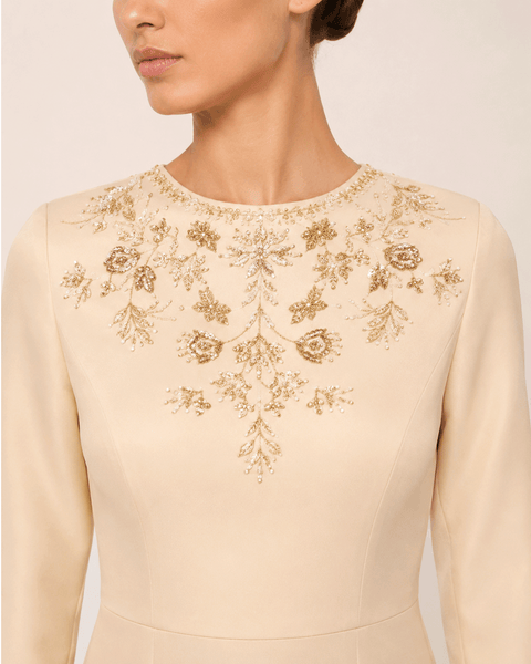 CHAMPAGNE EMBROIDERED SATIN