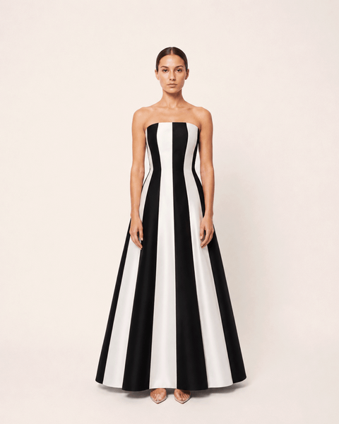 BLACK AND IVORY STRIPE SATIN