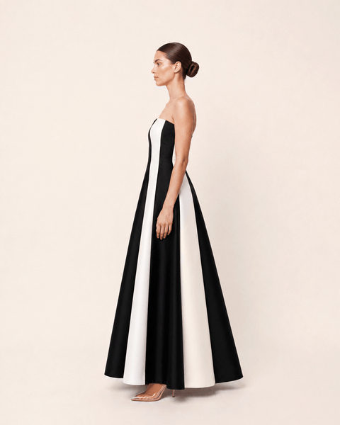 BLACK AND IVORY STRIPE SATIN