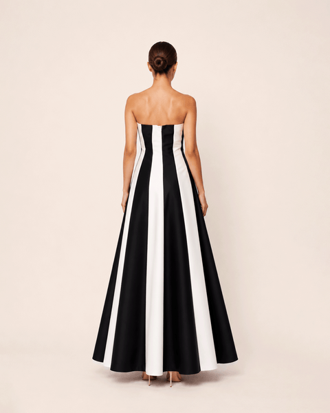BLACK AND IVORY STRIPE SATIN