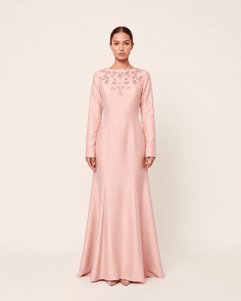 BLUSH EMBROIDERED SATIN