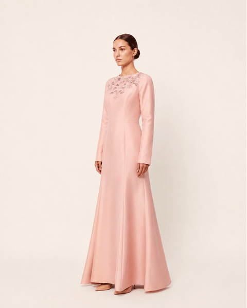 BLUSH EMBROIDERED SATIN