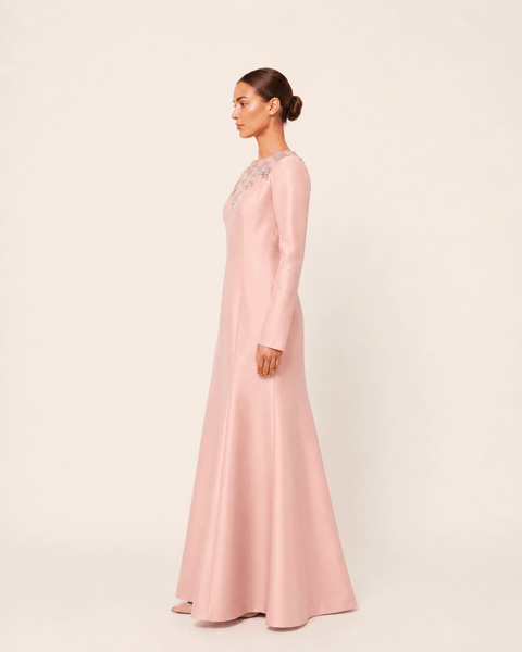 BLUSH EMBROIDERED SATIN