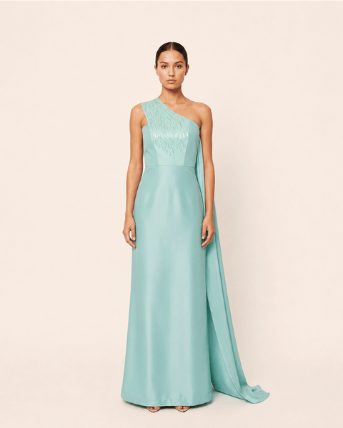 AQUA ONE SHOULDER SATIN