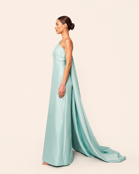 AQUA ONE SHOULDER SATIN