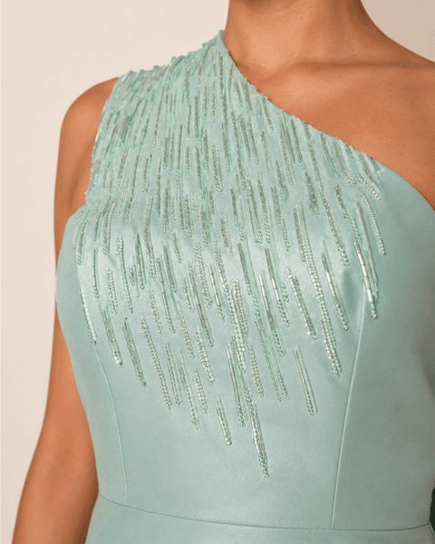 AQUA ONE SHOULDER SATIN