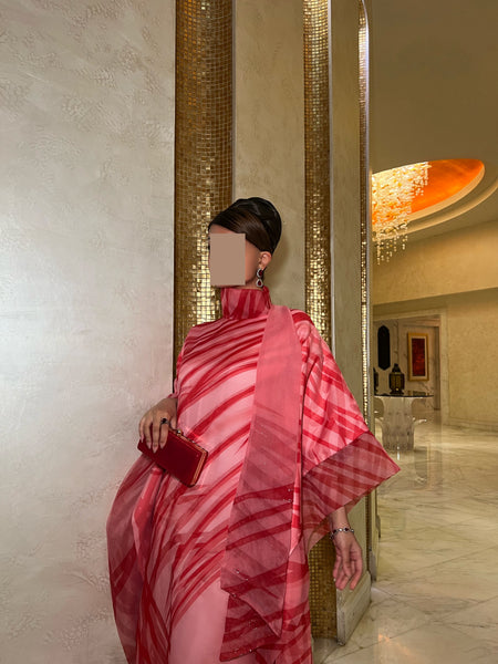 PRINTED SATIN AND ORGANZA LOOSE-FIT DRESS WITH EMBROIDERY