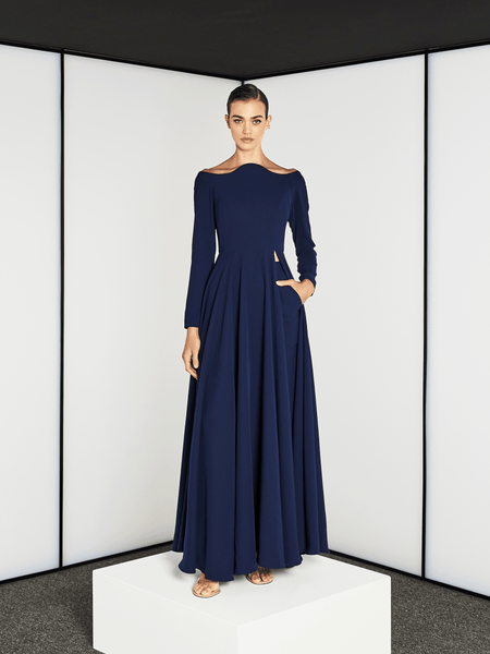 WAVY NECKLINE FLOOR LENGTH TOP AND FITTED PANTS