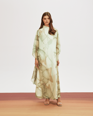 LIGHT GREEN MARBLE LOOSE FIT DRESS