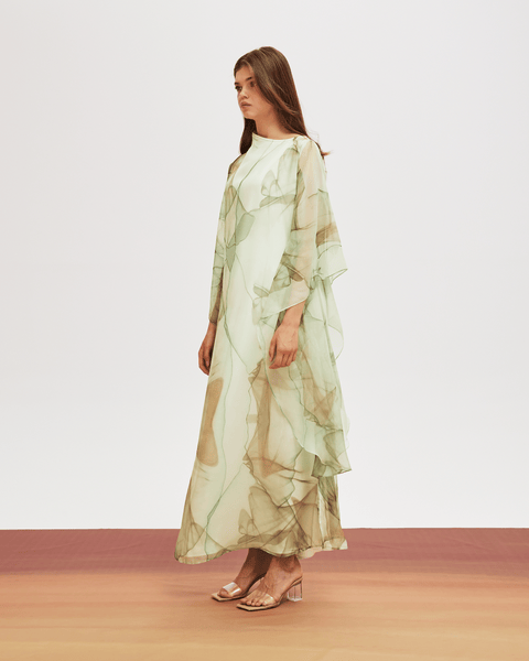 LIGHT GREEN MARBLE LOOSE FIT DRESS