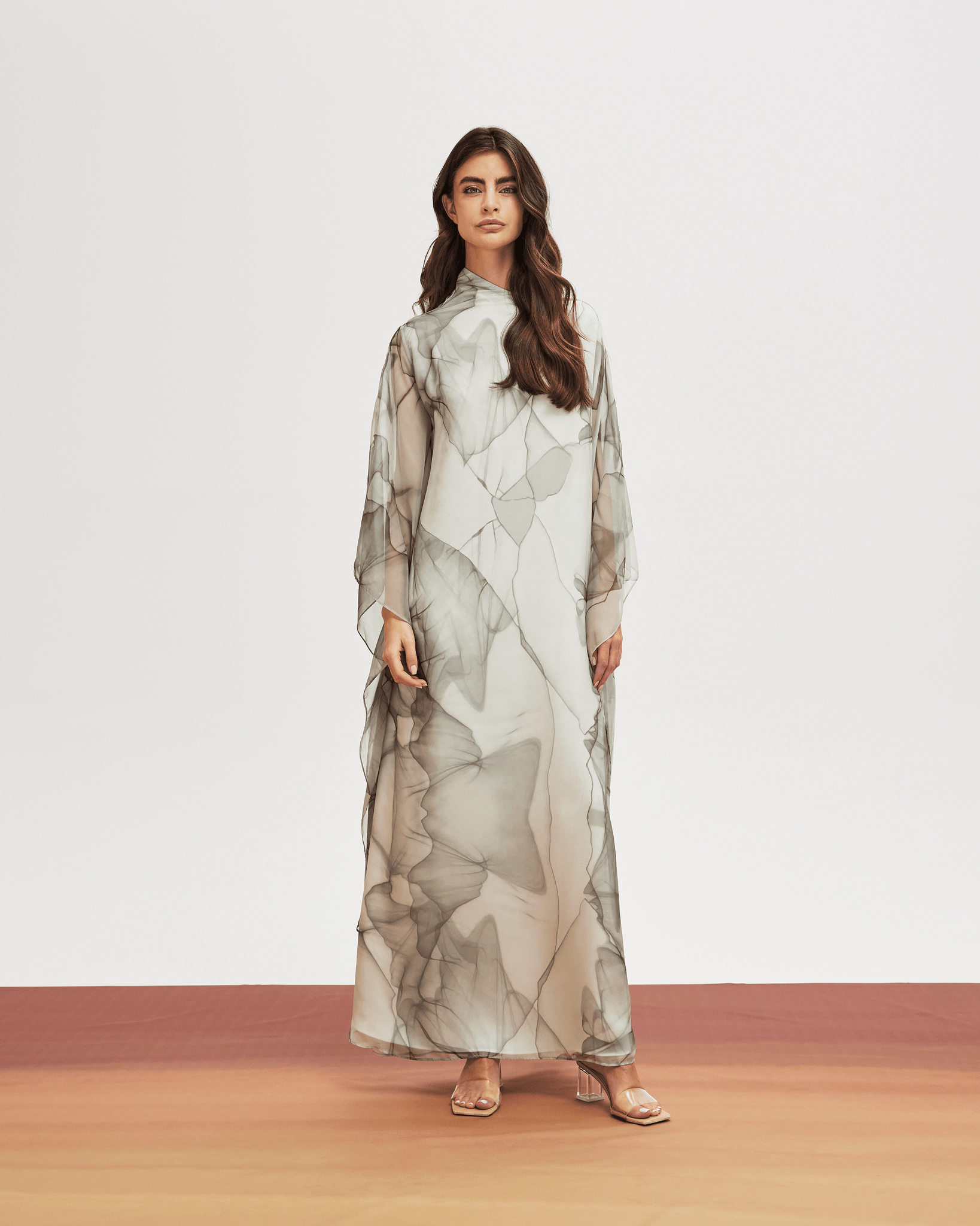 grey marble dress b+ab Marble Pattern Maxi Dress | Grey