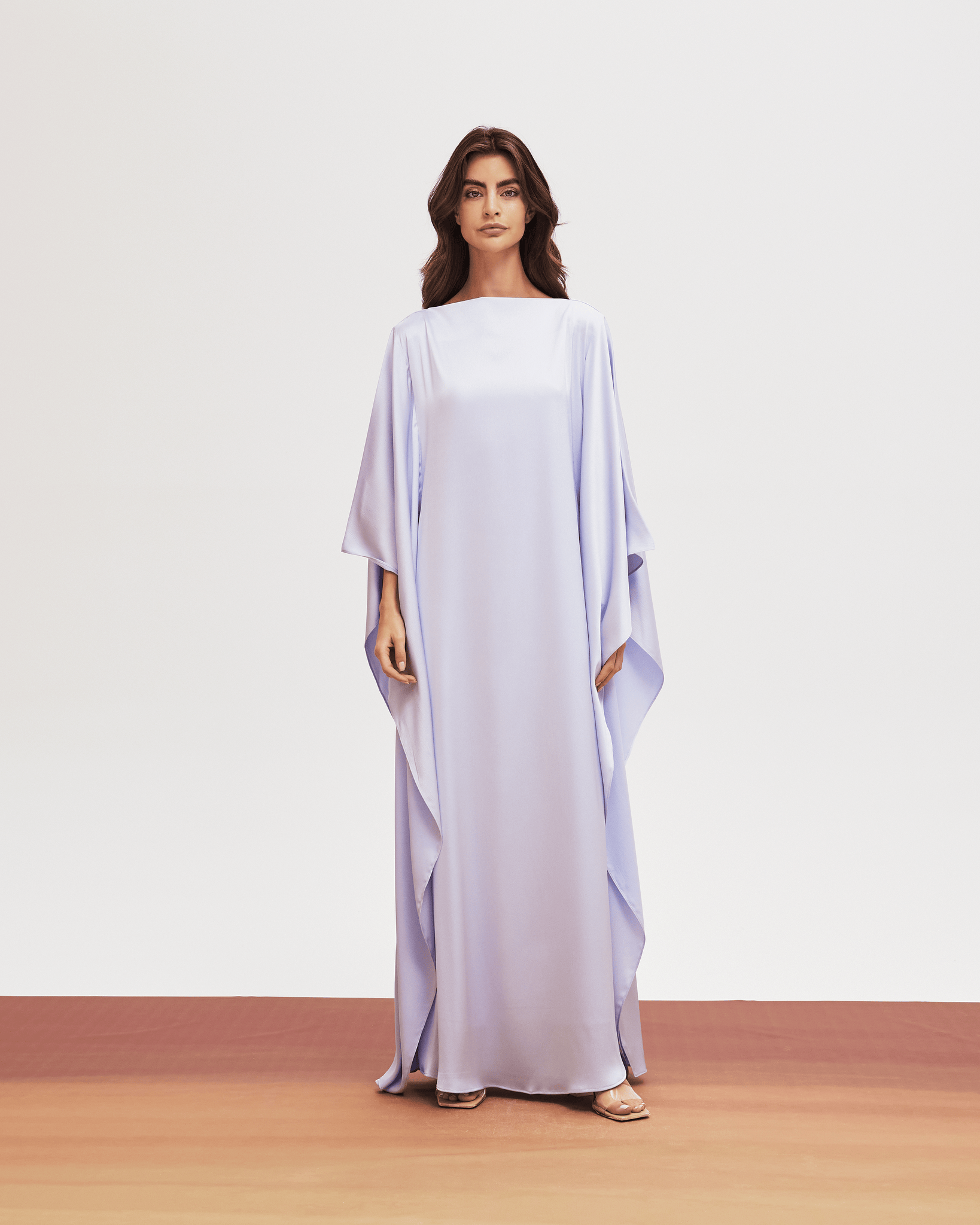 loose fit silk dress Lilamie Larissa Long Sleeve V-neck Maxi Dress