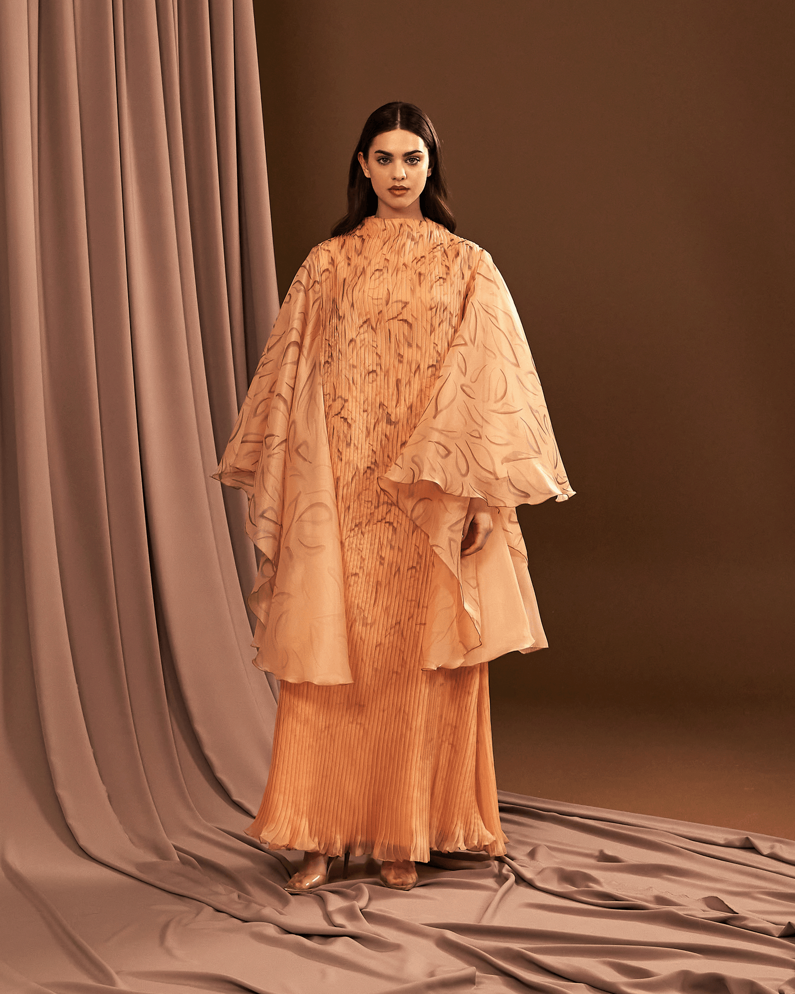 peach organza dress Silk Organza Peachy Orange Maxi Dress