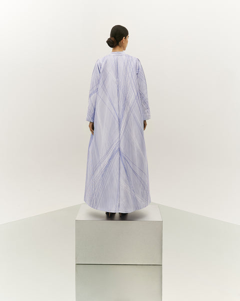 LIGHT BLUE PRINTED OVERSIZED ABAYA WITH INNER DRESS AND EMBROIDERED BELT