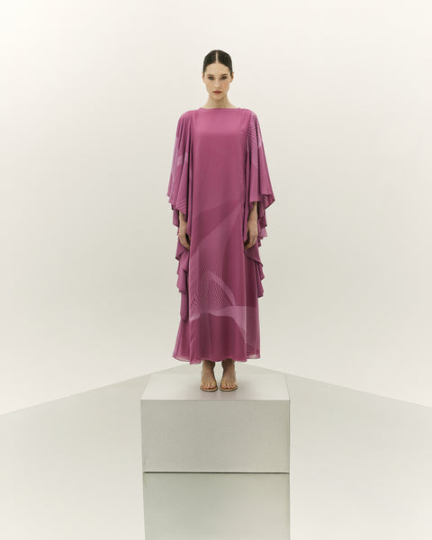 PINK CHIFFON LOOSE FIT DRESS WITH EXAGGERATED SLEEVES