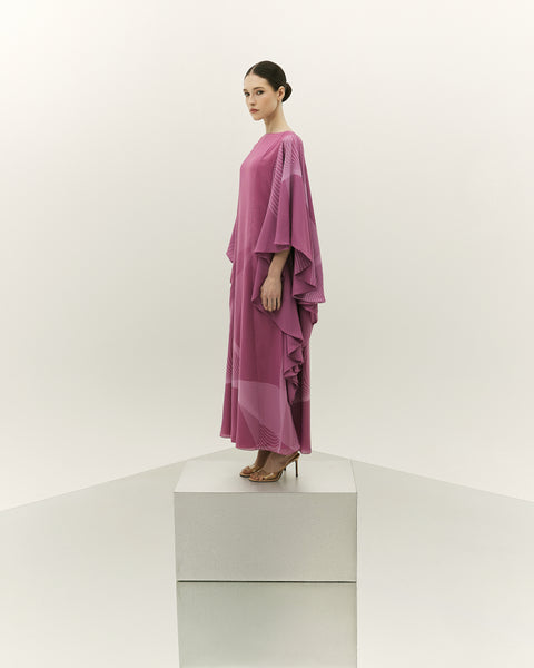 PINK CHIFFON LOOSE FIT DRESS WITH EXAGGERATED SLEEVES