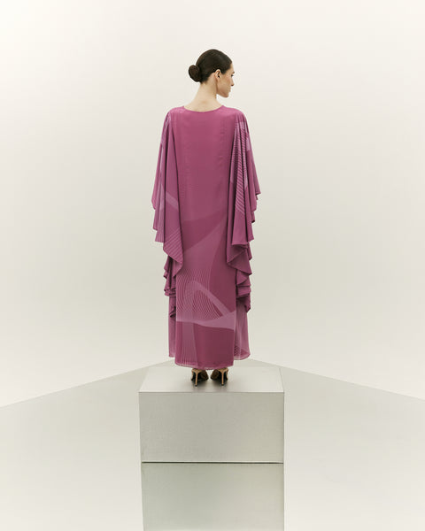 PINK CHIFFON LOOSE FIT DRESS WITH EXAGGERATED SLEEVES