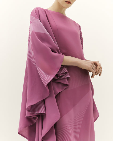 PINK CHIFFON LOOSE FIT DRESS WITH EXAGGERATED SLEEVES
