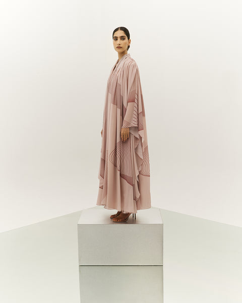 ASYMMETRIC LIGHT PINK PRINTED CHIFFON LOOSE FIT DRESS