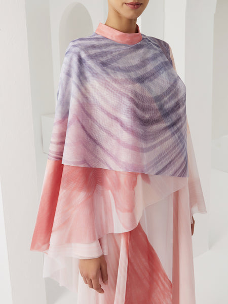 LIGHT MULTICOLOR SOFT TULLE DRAPED LOOSE-FIT DRESS