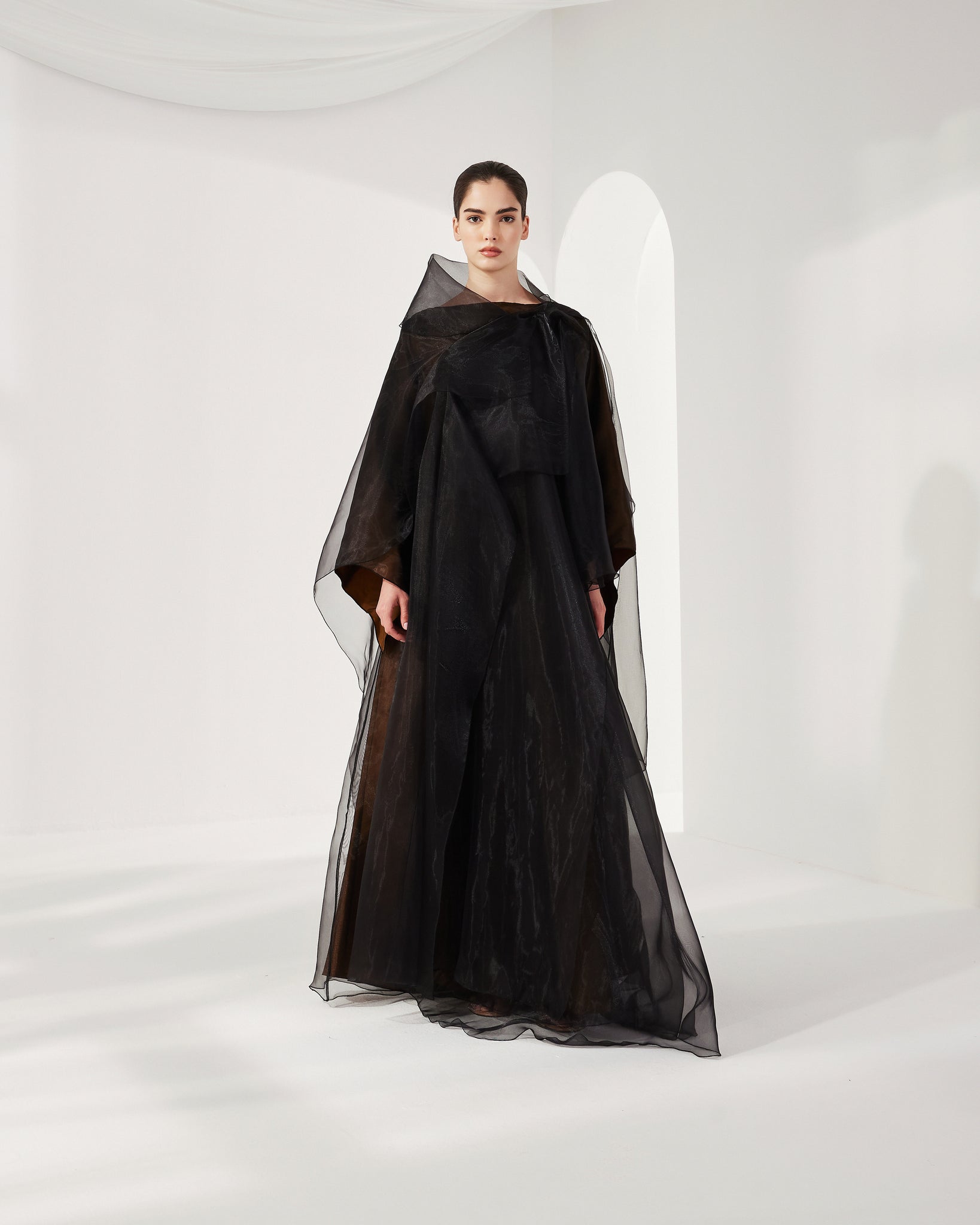 BLACK ORGANZA LAYERED OVERSIZED DRESS THA SEEN BLACK ORGANZA LAYERED OVERSIZED DRESS THA SEEN