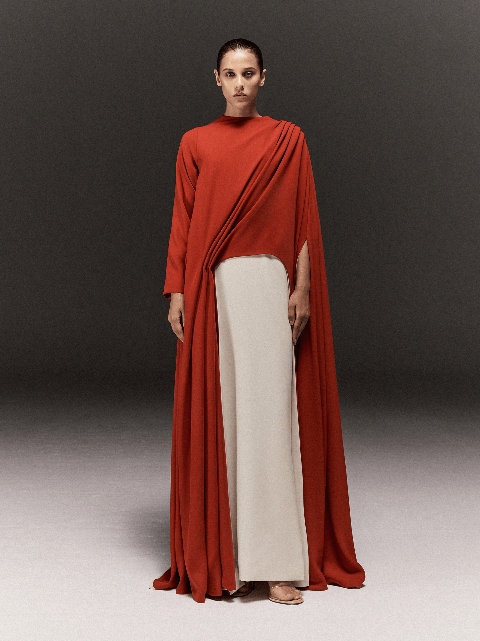 ORANGE AND WHITE OVERSIZED LOOSE FIT DRESS