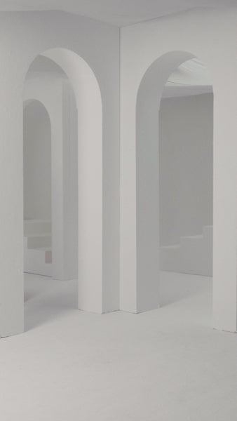 LIGHT CREAM LOOSE-FIT CREPE DRESS WITH PIPING EMBROIDERY