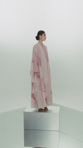 ASYMMETRIC LIGHT PINK PRINTED CHIFFON LOOSE FIT DRESS