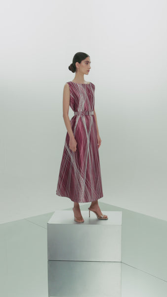 LIGHT PINK AND MAROON PRINTED OVERSIZED ABAYA WITH INNER DRESS AND EMBROIDERED BELT
