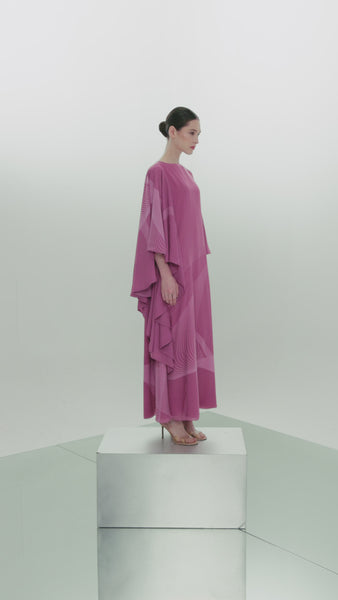 PINK CHIFFON LOOSE FIT DRESS WITH EXAGGERATED SLEEVES