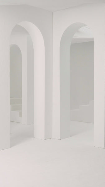 OFF WHITE CREPE LOOSE-FIT DRESS WITH PIPING EMBROIDERY