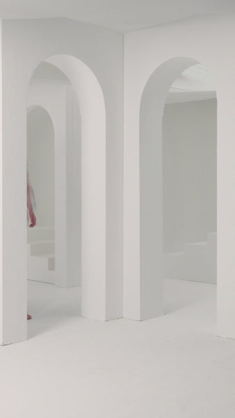 BLUE ORGANZA LOOSE-FIT DRESS WITH EMBROIDERY