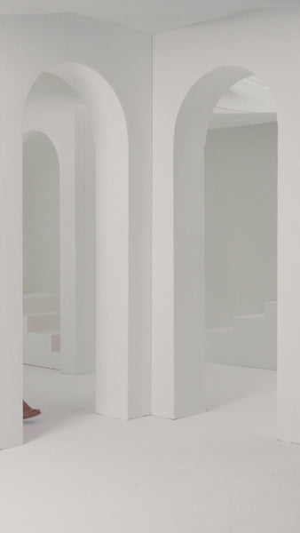 PINK AND PURPLE PRINTED SEMI-FITTED EXAGGERATED SLEEVE DRESS