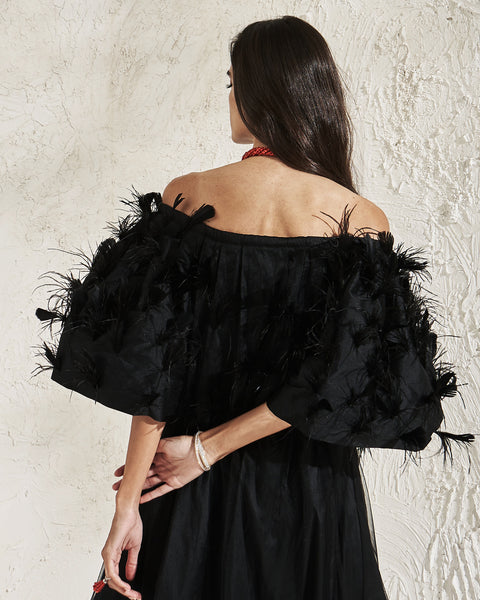 TULLE AND FEATHER DRESS