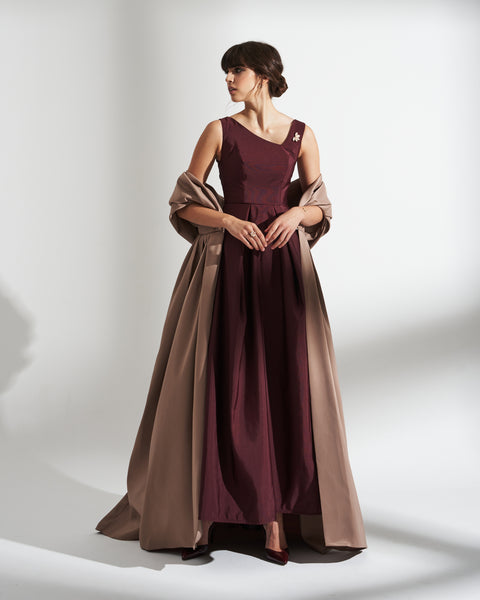 LINED BROCADE DRESS WITH SHAWL THA SEEN LINED BROCADE DRESS WITH SHAWL THA SEEN