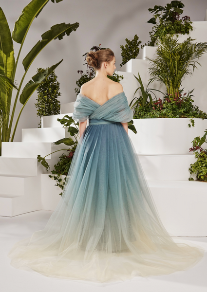 OMBRE TULLE FLARED DRESS